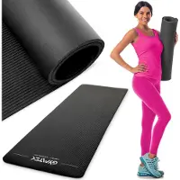 Gymtek Gymnastikmatte 1cm - 180x61cm - Trainingsmatte für Pilates, Yoga & Fitness - rutschfeste Yogamatte - Schwarz