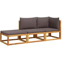 vidaXL 3-tlg. Gartensofa-Set mit Kissen Holz Akazie & Seil