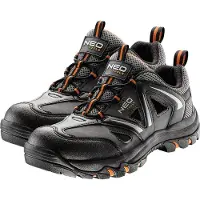 Neo Tools Herren Damen Sicherheitsschuhe Arbeitshandschuhe OB (42, grau/orange) | 42 EU