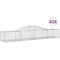 vidaXL Gabionen mit Hochbogen 25 Stk. 300x50x40/60 cm Verzinktes Eisen