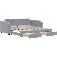 Syfax Tagesbett Ausziehbar mit Schubladen Hellgrau 100x200 cm Stoff