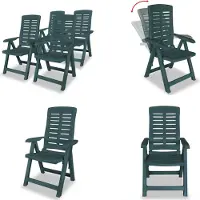 vidaXL Garten Liegestühle 4 Stk. Kunststoff Grün - Gartenstuhl - Gartenstühle - Gartensessel - Klappstuhl