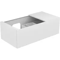 Keuco Edition 11 Waschtischunterbau 1050 x 350 x 535 mm links (705 mm Öffnung) mit 1 Auszug und Beleuchtung - Weiß Lack Glanz - 31153210100