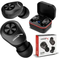 Audiocore TWS Bluetooth In-Ear-Kopfhörer mit Ladestation und Integriertem Mikrofon Touch-Technologie Kabellose Ohrhörer True Wireless Stereo BT5.1 Ladebox mit Display Schwarz