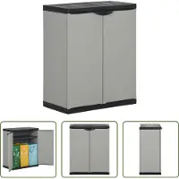 The Living Store Mülltonnenbox Grau und Schwarz 68x40x85 cm PP
