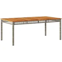 vidaXL Gartentisch Grau 180x90x75 cm Poly Rattan Akazienholz