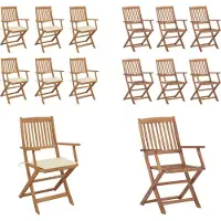 vidaXL Klappbare Gartenstühle 6 Stk. mit Kissen Massivholz Akazie - Gartenstuhl - Gartenstühle - Gartensessel - Klappstuhl