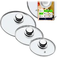 Kadax Topfdeckel "Vicenza", hitzebeständiger Deckel-set aus Glas mit griff, drei Größen (16+18+20 cm)