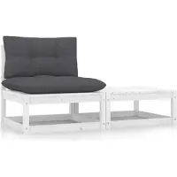 vidaXL Möbel 2-tlg. Garten-Lounge-Set mit Kissen Weiß Kiefer Massivholz - Gartenstühle 805761