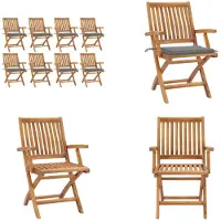 vidaXL Klappbare Gartenstühle mit Kissen 8 Stk. Massivholz Teak - Gartenstuhl - Gartenstühle - Holzstuhl - Holzstühle