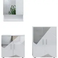 Vicco Badmöbel-Set Irma Weiß Hochglanz mit Einsätzen 3 Teile, mit Unterschrank 60 cm, Model 39662
