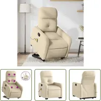 The Living Store Massagesessel mit Aufstehhilfe Creme Stoff
