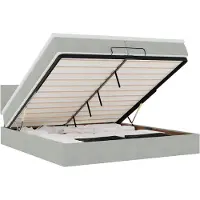 vidaXL Ottoman-Bett mit Matratzen & LEDs Hellgrau 200x200 cm Samt