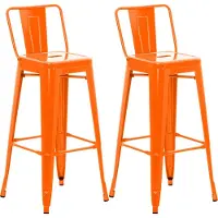 CLP Barhocker 2er Set mit Lehne im Industrial-Look Mason, mit Rückenlehne | Farbe orange