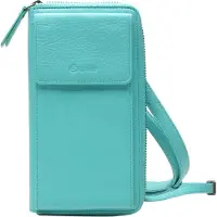 Esquire Leder Geldbörse Handytasche Peru Phone Wallet Bag Turquoise türkis