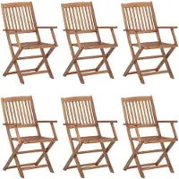 vidaXL Klappbare Gartenstühle 6 Stk. mit Kissen Massivholz Akazie