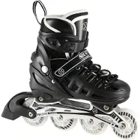 NILS NH10905 4in1 Inline-Skates mit schwarzen LEDs, Größe L (39–42), mit Abm. Extremer Hockeyläufer
