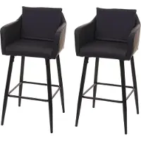 Mendler 2er-Set Barhocker MCW-H93, Barstuhl Tresenhocker, Fußablage Metall Kunstleder schwarz