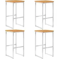 vidaXL "im Angebot" Barhocker 4 Stk. - bis 150 kg - Massivholz Akazie und Edelstahl - Stapelsessel CC20066