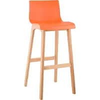 CLP Barhocker Hover Kunststoffsitz mit Lehne Vierfußgestell Natura aus Buchenholz orange