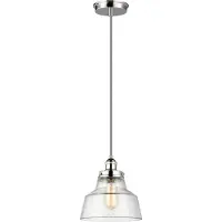 Elstead Lighting Baskin Zeitgenössische Aufhängung Glas Poliertes Nickel 1 Licht E27 T25.4Cm