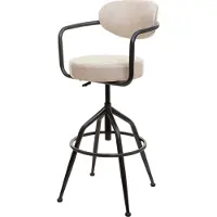 Mendler Barhocker HWC-H10f, Barstuhl Tresenhocker Drehhocker, höhenverstellbar Industrial Wildleder-Optik vintage beige