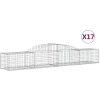 vidaXL Gabionen mit Hochbogen 17 Stk. 300x50x40/60 cm Verzinktes Eisen