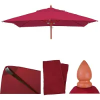 Mendler Ersatz-Bezug für Gastronomie Holz-Sonnenschirm MCW-C57, Sonnenschirmbezug Ersatzbezug, eckig 4x4m Polyester bordeaux