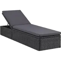 Syfax Sonnenliege Poly Rattan Schwarz und Dunkelgrau