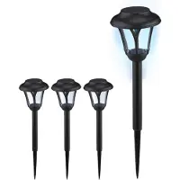 Relaxdays Solarlampen 4er Set, LED Solarlicht mit Erdspieß, HxD: 39 x 11 cm, moderne Gartenbeleuchtung, draußen, schwarz