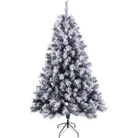 SVITA Weihnachtsbaum künstlich Schnee Tannenzapfen Beeren inkl. Ständer 180cm