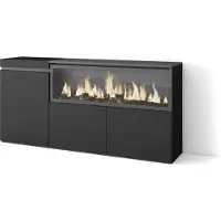 Skraut Home Sideboard, Highboard, 158x35x75cm, 3 Türen, Elektrokamin XXL, Schwarz