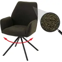 Mendler Esszimmerstuhl MCW-G67, Küchenstuhl Stuhl Armlehne, drehbar Auto-Position, Stoff/Textil Bouclé MVG olivgrün