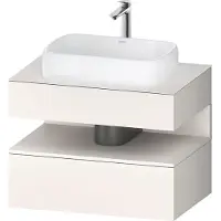 Duravit Collection One Konsolenwaschtischunterbau, 1 Auszug, 1 Schubkasten, Ausschnitt mittig, 800x550x600mm, Nische Weiß Supermatt, QA4730084840010, Farbe: Weiß Supermatt/mit Nischenbeleuchtung