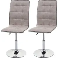 Mendler 2er-Set Esszimmerstuhl MCW-C41, Stuhl Küchenstuhl, höhenverstellbar drehbar, Stoff/Textil MVG creme-grau