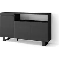 Skraut Home Sideboard, Highboard, 150x35x87cm, 3 Türen, Industriedesign, Schwarz
