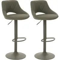 Mendler 2er-Set Barhocker HWC-N64, Barstuhl Tresenhocker, Fußablage drehbar, Kunstleder Metall ~ grün