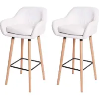 Mendler 2er-Set Barhocker Malmö T381, Barstuhl Tresenhocker Kunstleder, weiß