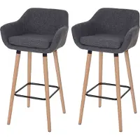 Mendler 2er-Set Barhocker Malmö T381, Barstuhl Tresenhocker Textil, grau