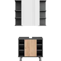 Vicco Badmöbel-Set Fynn Anthrazit/Goldkraft Eiche 2 Teile, Model 54711