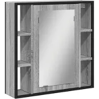 vidaXL Bad-Spiegelschrank Grau Sonoma 60x16x60 cm Holzwerkstoff