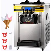 Vevor Eismaschinen Kommerzielle Softeismaschine 2350 W 22-30 L/Std. 3 Geschmack mit LCD-Display Eiscrememaschine Speiseeismaschine