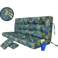 Hobbygarden Sitzkissen Bankkissen Bankauflage für Gartenbank Schaukelkissen Bodenkissen Kissen für Hollywoodschaukel Outdoor / Indoor - Pola - 180 cm - Grüne Wiese