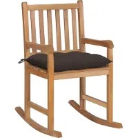 Syfax Schaukelstuhl mit Taupe Kissen Massivholz Teak