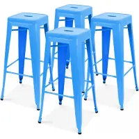 Oviala Metallhocker im industriellen Stil 4er-Set Blau - INDUS