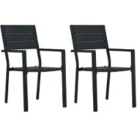 vidaXL Möbel Gartenstühle 2 Stk. Schwarz HDPE Holz-Optik - Gartenstühle 47885