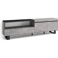 Skraut Home TV-Schrank, Lowboard, 200x35x57cm, Für TV-Geräte bis zu 80", Industriedesign, Zementgrau