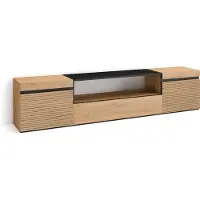 Skraut Home TV-Schrank, Lowboard, 200x35x45cm, Für TV-Geräte bis zu 80", Fernsehtisch, Eiche