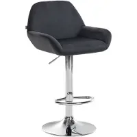 DELUKE Barhocker DUBLIN - Schwarz, Samt, Chrom | Barhocker mit Lehne Barstuhl Tresenhocker Tresenstuhl Kneipenhocker Kneipenstuhl