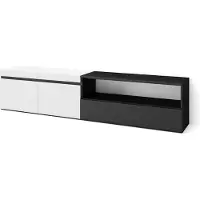 Skraut Home TV-Schrank, Lowboard, 200x35x45cm, Für TV-Geräte bis zu 80", Fernsehtisch, Weiß und Schwarz